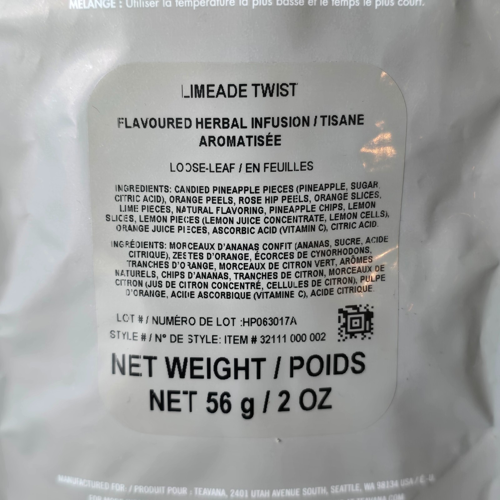 Teavana Limeade Twist Tea 2oz Sealed Bag – Rare Discontinued Blend