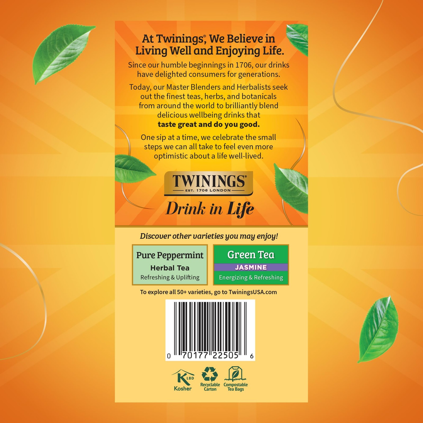 Twinings Lemon & Ginger Herbal Tea Individually Wrapped 50 Count (Pack of 6)