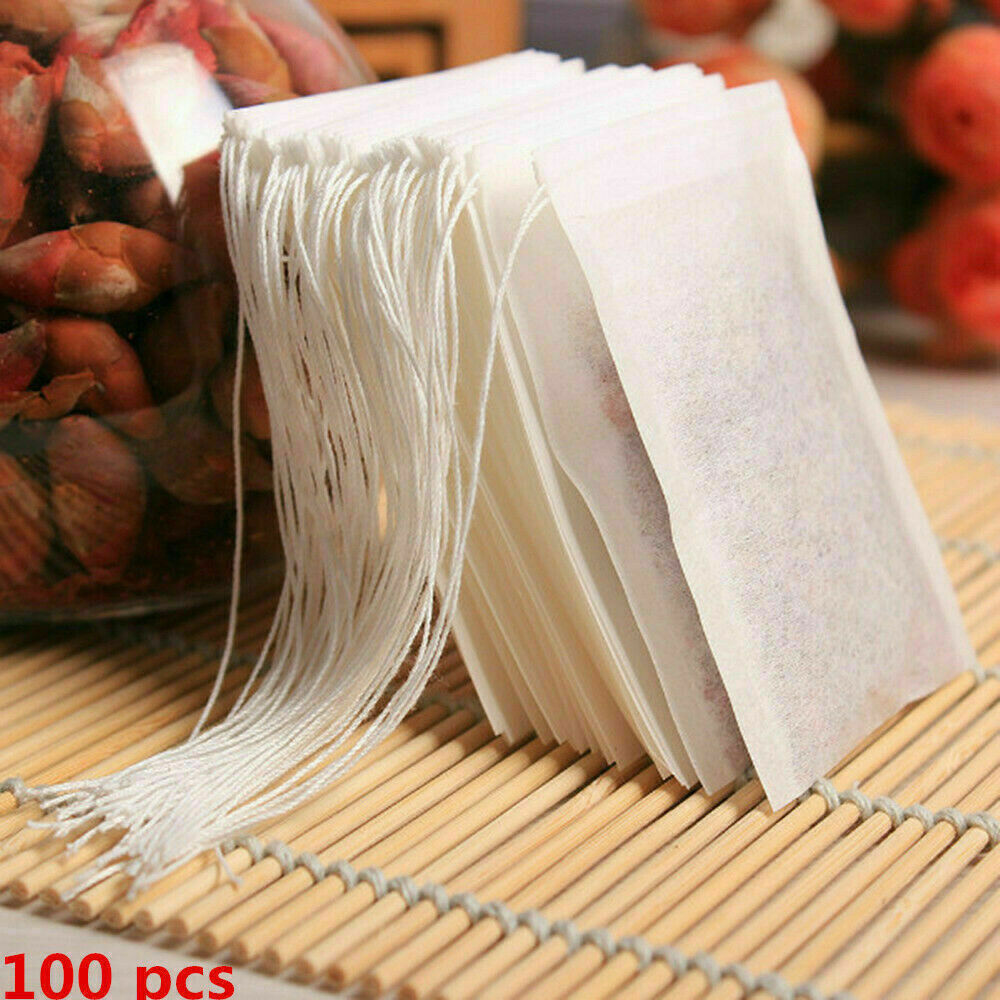 200Pcs Empty TEABAGS Non Woven String Heat Seal Filter Paper Herb Loose Tea Bags