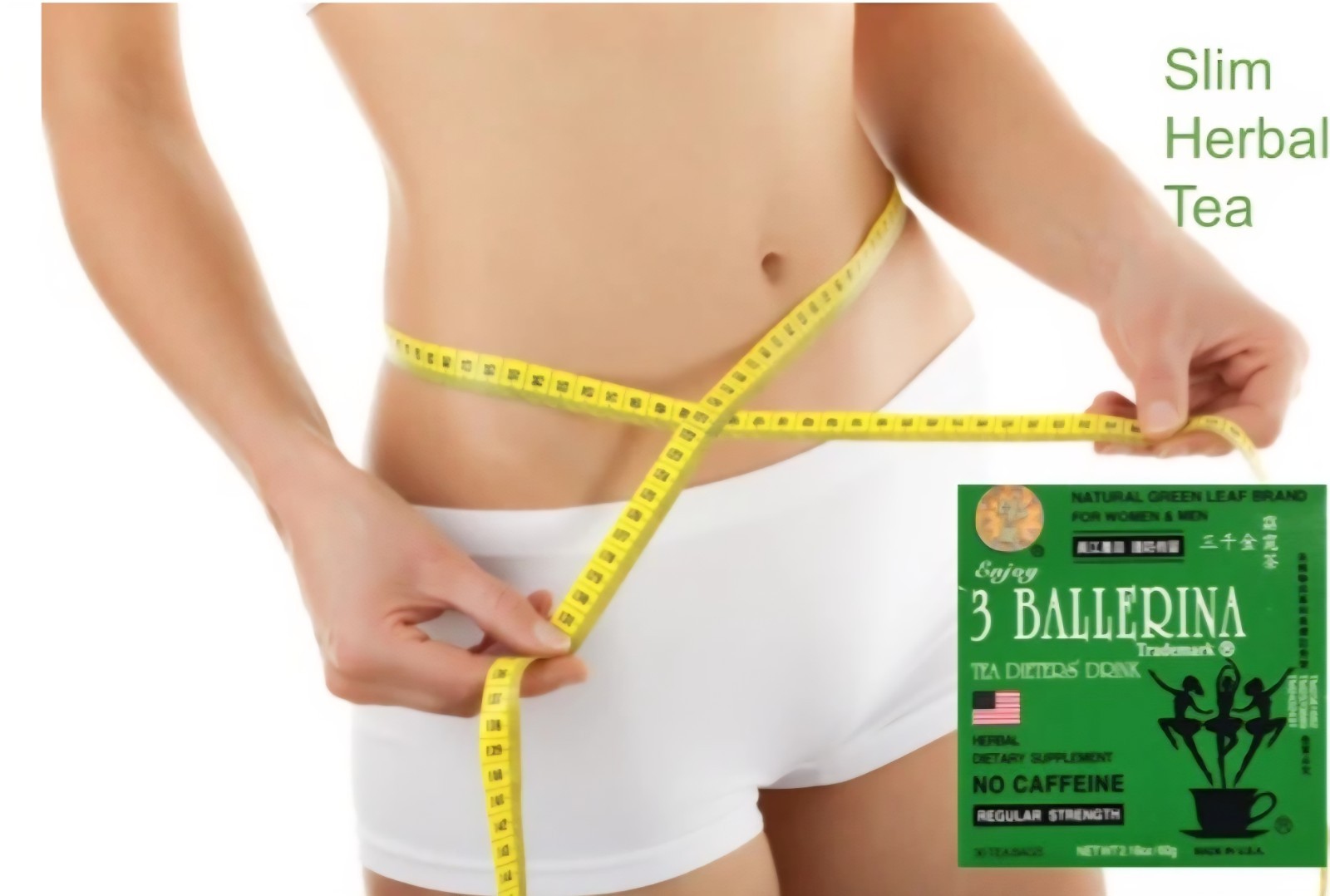 3 Ballerina Diet Tea Extra Strength Caffeine-Free Herbal Tea Bags for Digestion