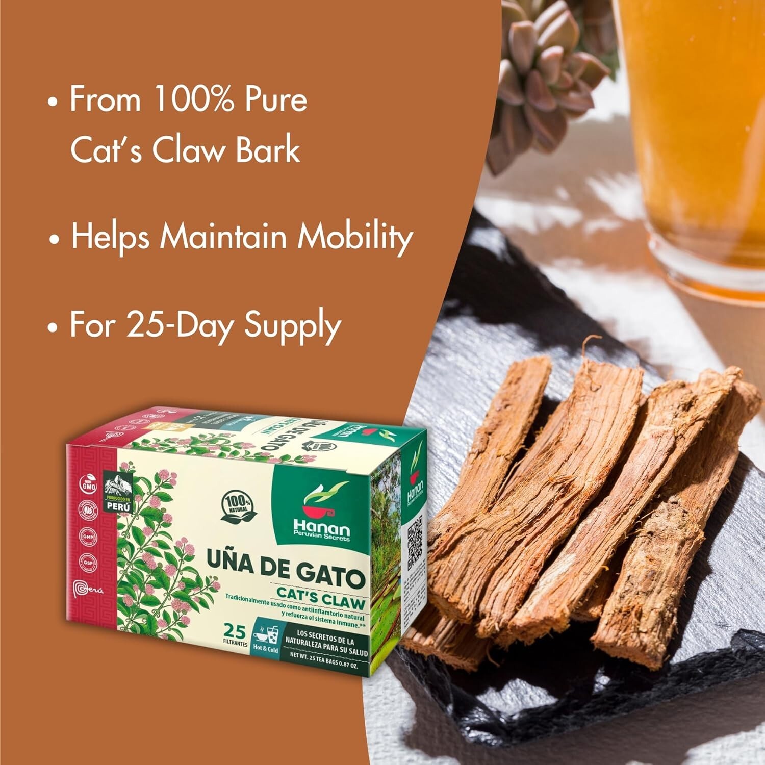 Cat’s Claw Tea (Uña de Gato) 25 Herbal Teabags