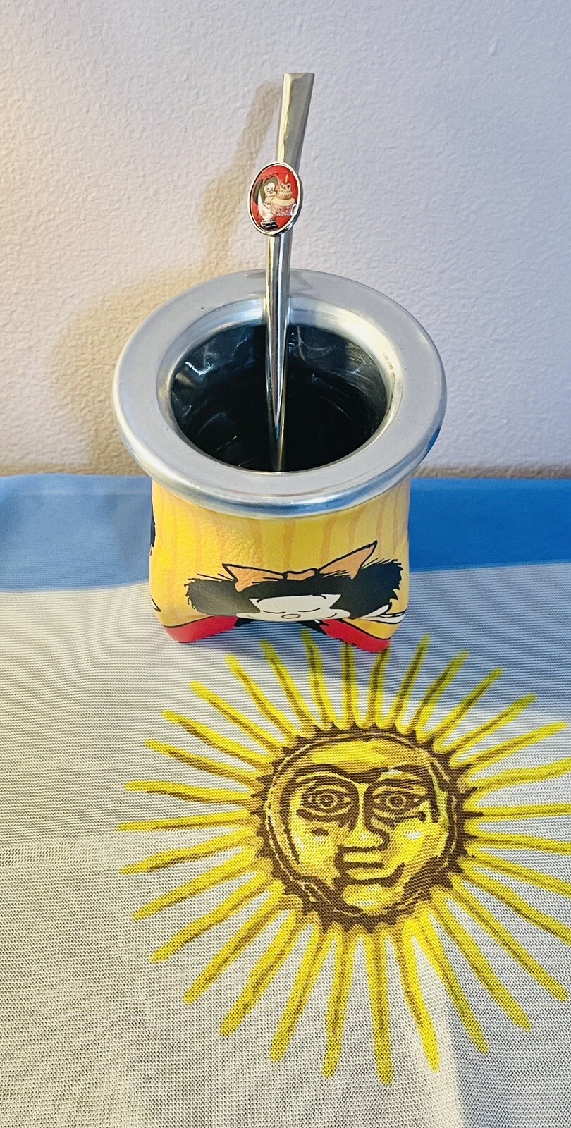 Mate cup yerba argentino – Mafalda + bombilla straw Mafalda