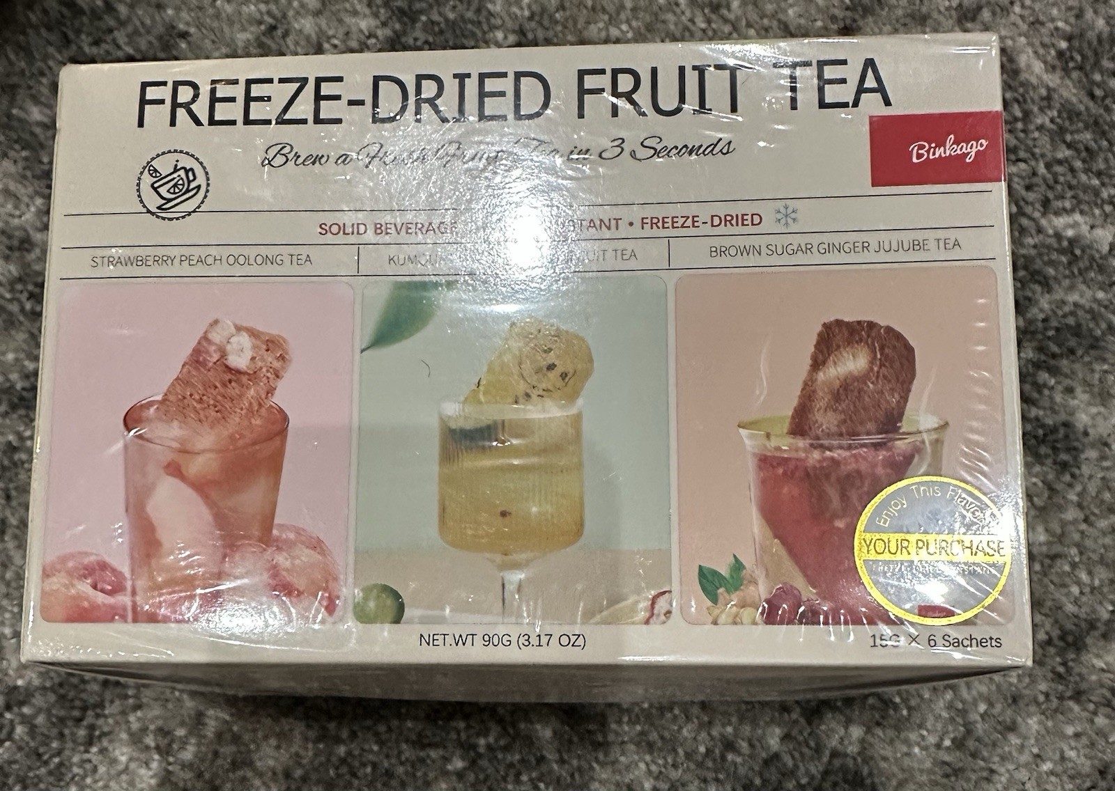 Freeze-Dried Fruit Tea 6 Sachets Strawberry Peach Oolong Lemon Ginger