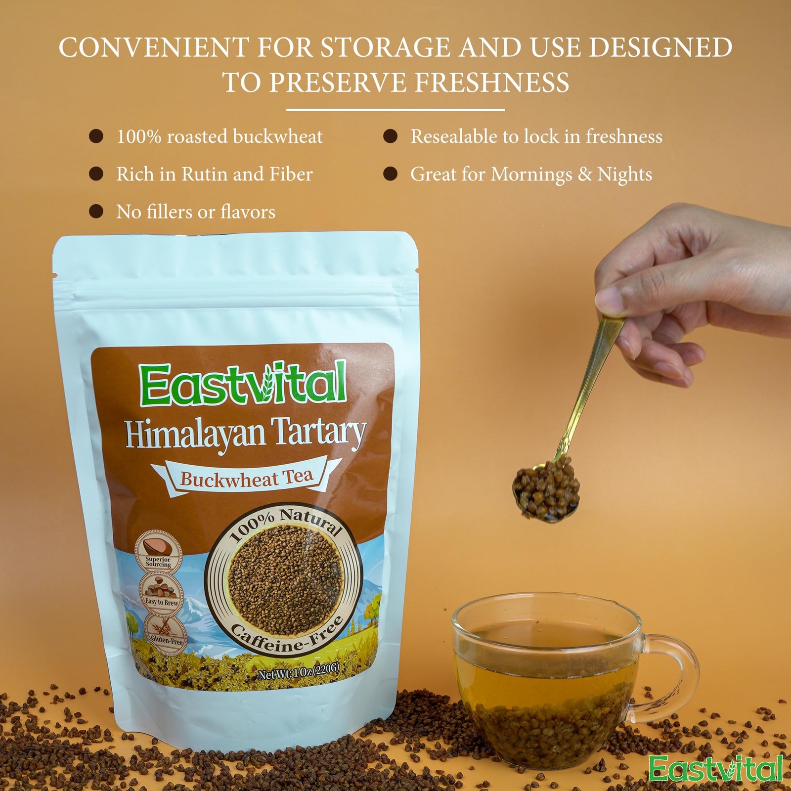 Himalayan Tartary Buckwheat Tea 220g – Caffeine & Sugar Free Roasted Buckwhea…