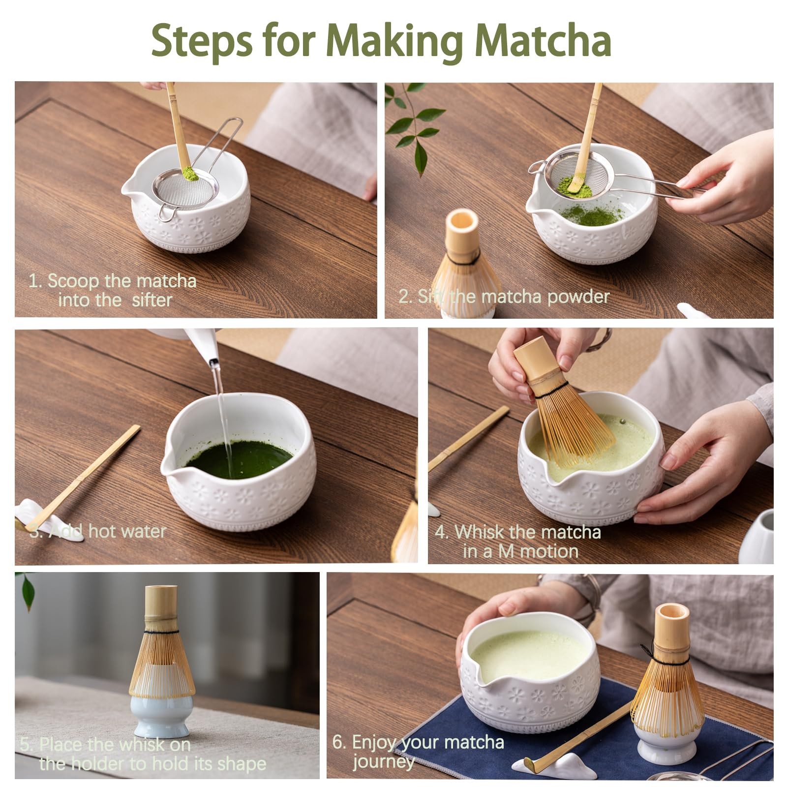 Buucup Matcha Whisk Set, Ceramic Matcha Kit Set Includes Matcha Bowl, Matcha …