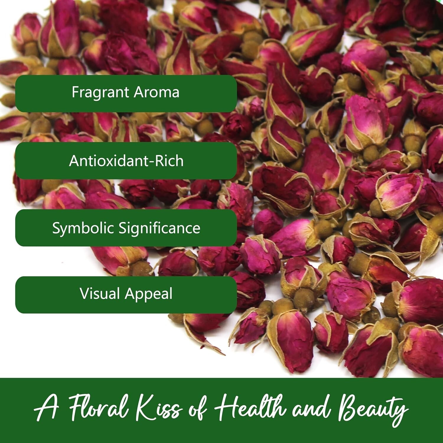 NPG Freeze Dried Rose Buds 16 Oz, Aromatic Rosebuds Herbal Flower Tea