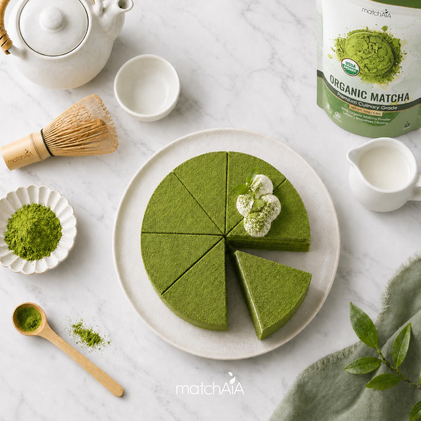 MatchAiA Organic Matcha Green Tea Powder – Premium Culinary Grade, USDA Certi…
