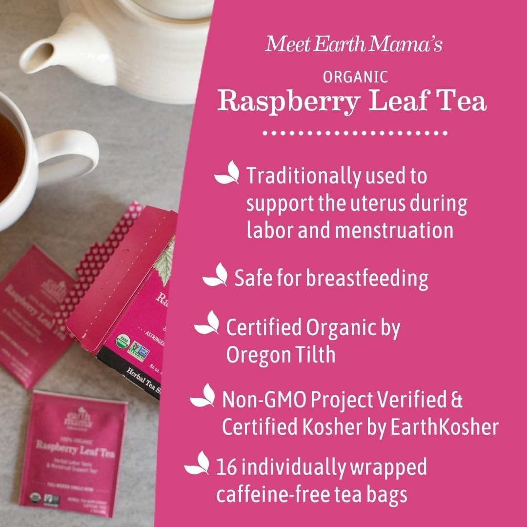 32 Count Organic Raspberry Leaf Tea for Pregnancy & Postpartum Care | Non-GMO
