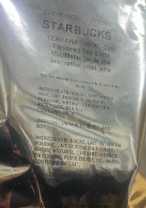 2 bags Starbucks Teavana Chai TN/NC FLAVORED Tea Latte Mix, Chai, 2 Lb Bag each