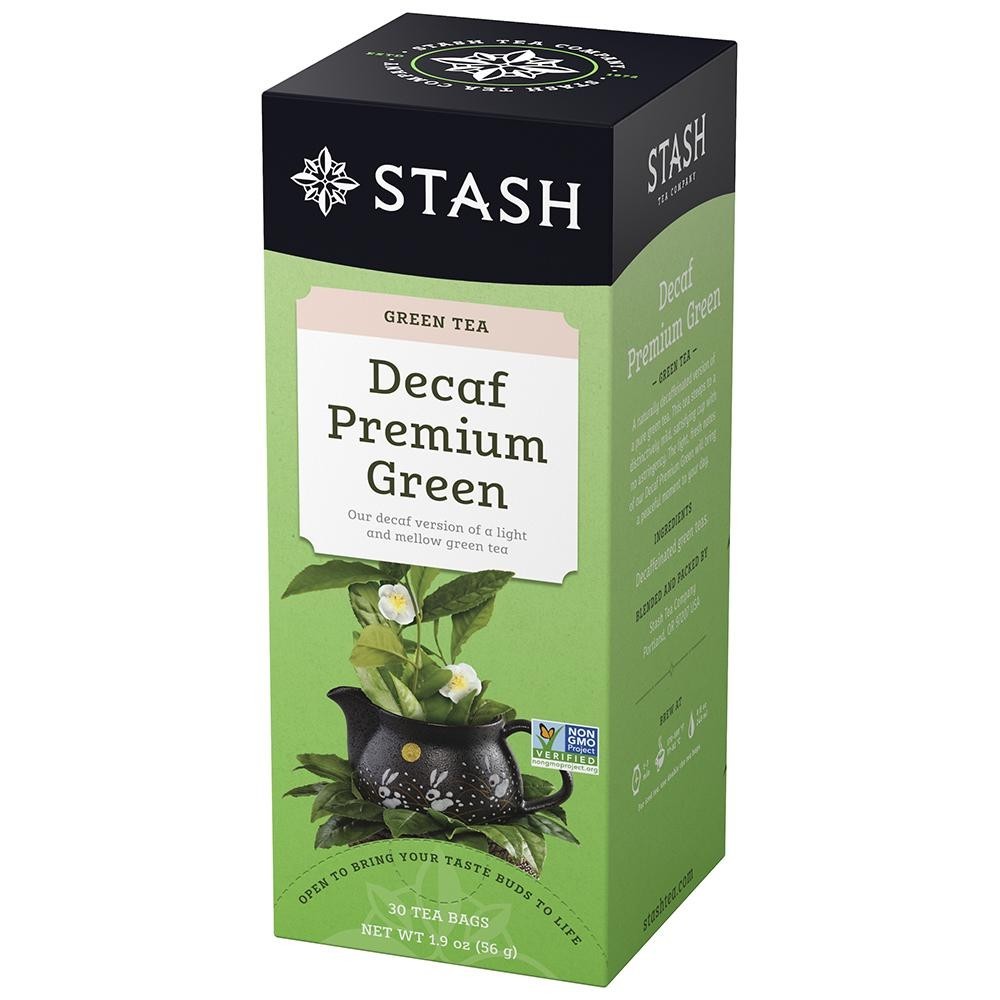 DECAF GREEN TEA 30 Bags (Not 20) Non-GMO Kosher STASH