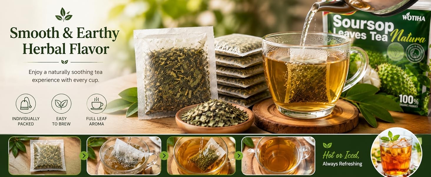 45 Count Premium Soursop Graviola Tea Bags – 100% Natural soursop leaves,