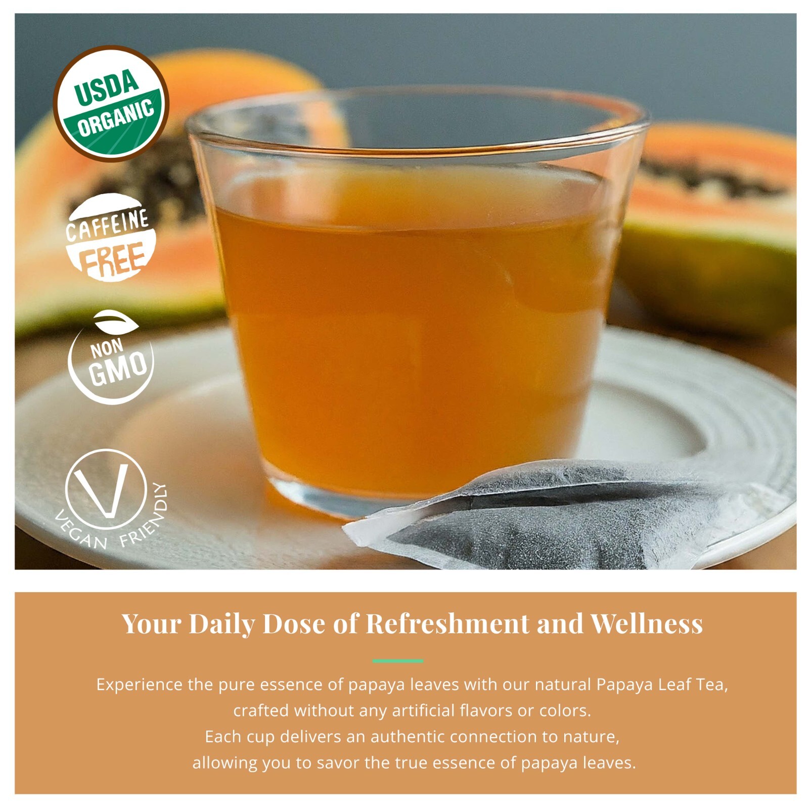 75 Papaya Tea Bags, Papaya Leaf Tea, Te De Hojas De Papaya, Herbal Tea