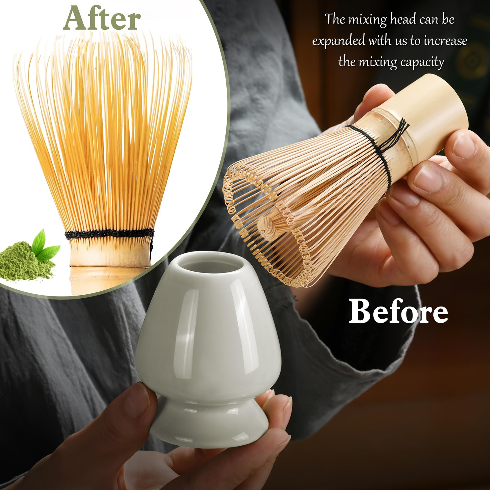 6 Pcs Matcha Whisk Set, Japanese Ceremonial Matcha Making Tools Kit for Bambo…