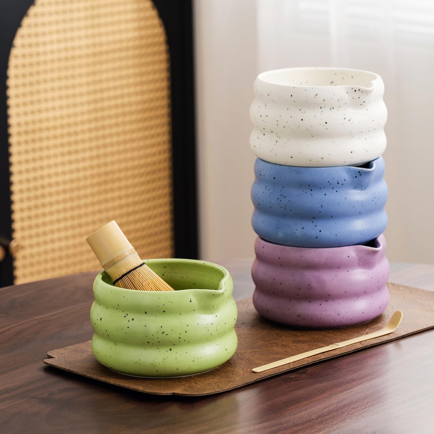 7Pcs Japanese Matcha Tea Set, Matcha Kit with Matcha Bowl (with Pouring Spout…