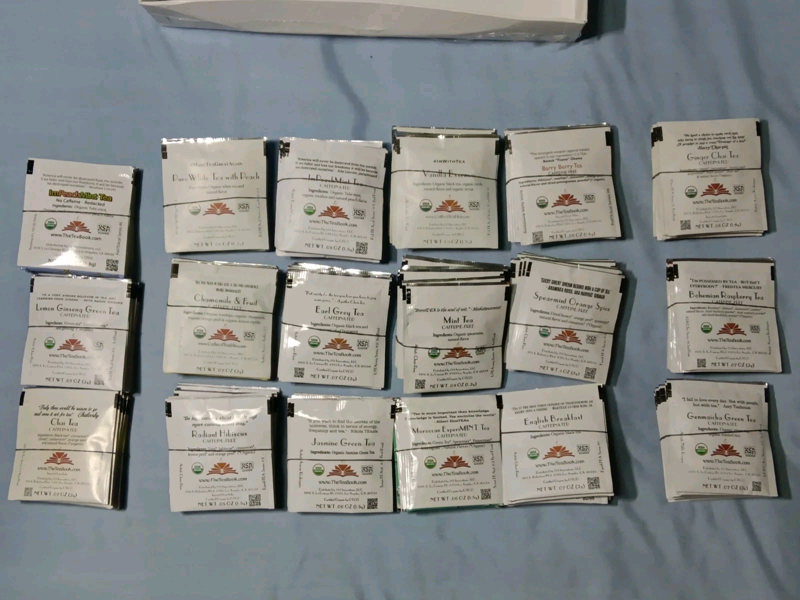 CollecTEAbles Tea Bag Sampler 142 count Parody Satire History The Tea Book