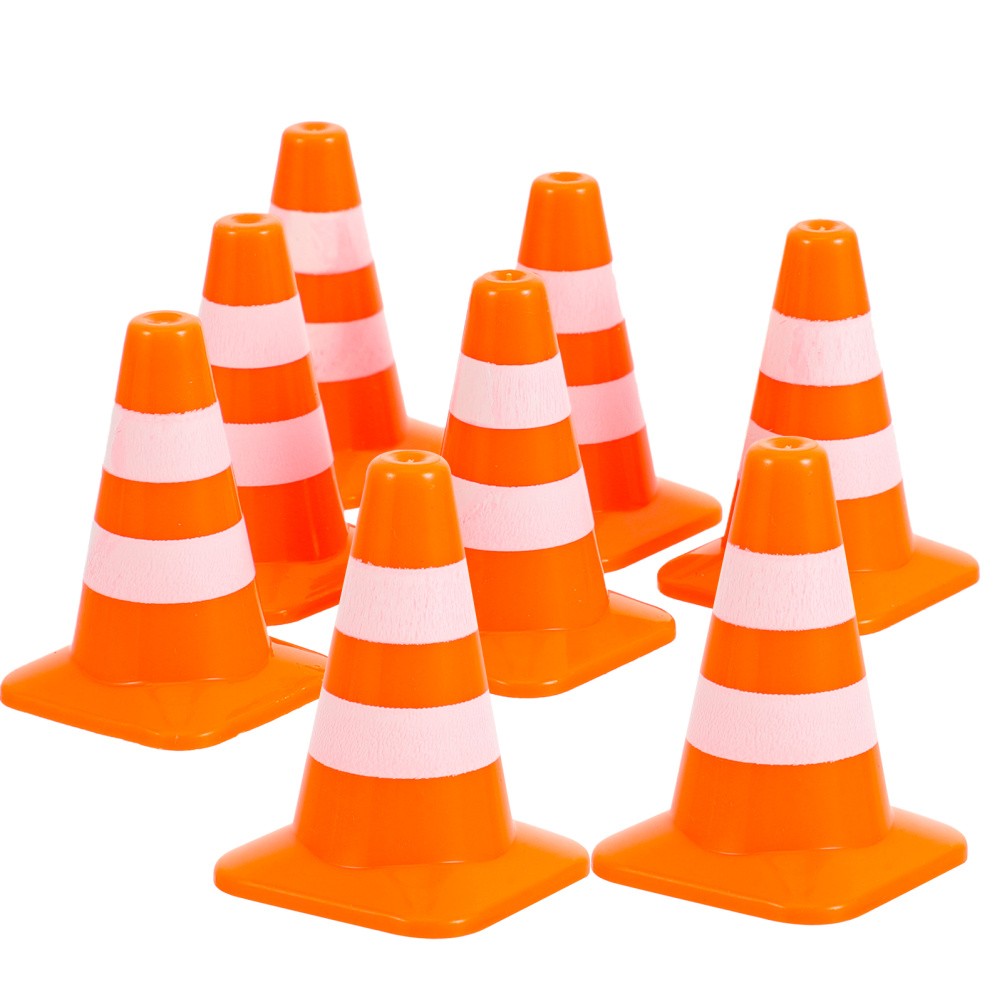 7 Pcs Traffic Cones Kids Children’s Play Mini Signs Orange Construction Toy