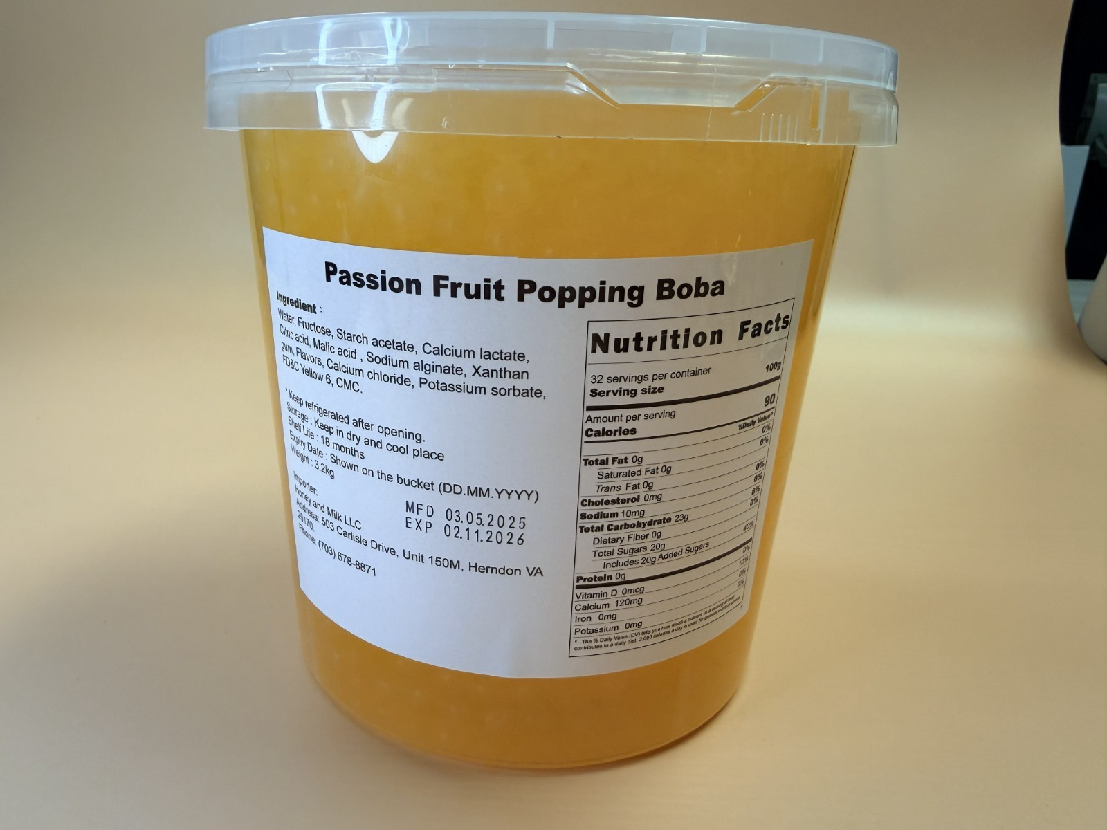 Honey&Milk Popping Boba 4 Pack 3.2KG Passion Fruit Strawberry Bubble Tea Taiwan