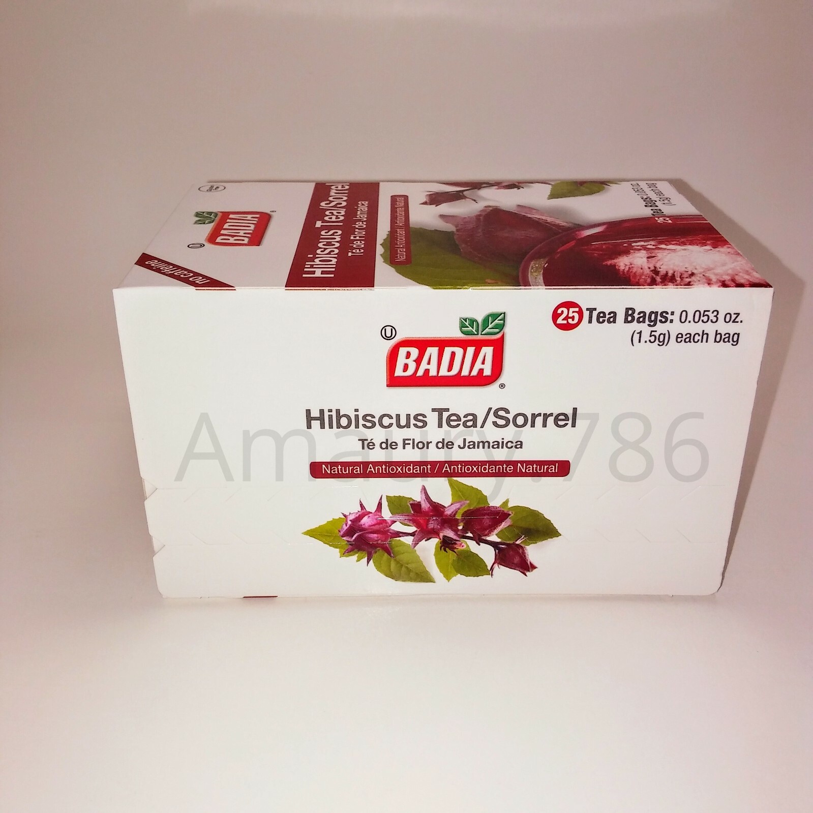 Badia Decaffeinated Hibiscus Tea Bags, 25 count (4 packs , 100 Tea bags)