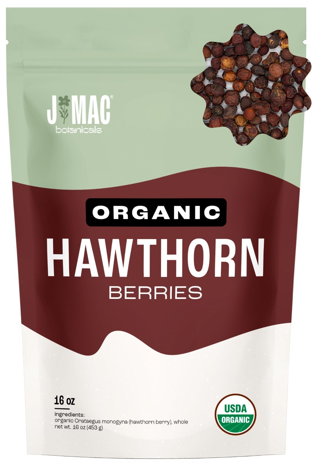 Organic Dried Hawthorn Berries 16oz – Whole, Bulk, Resealable Bag, Tea Ingredien