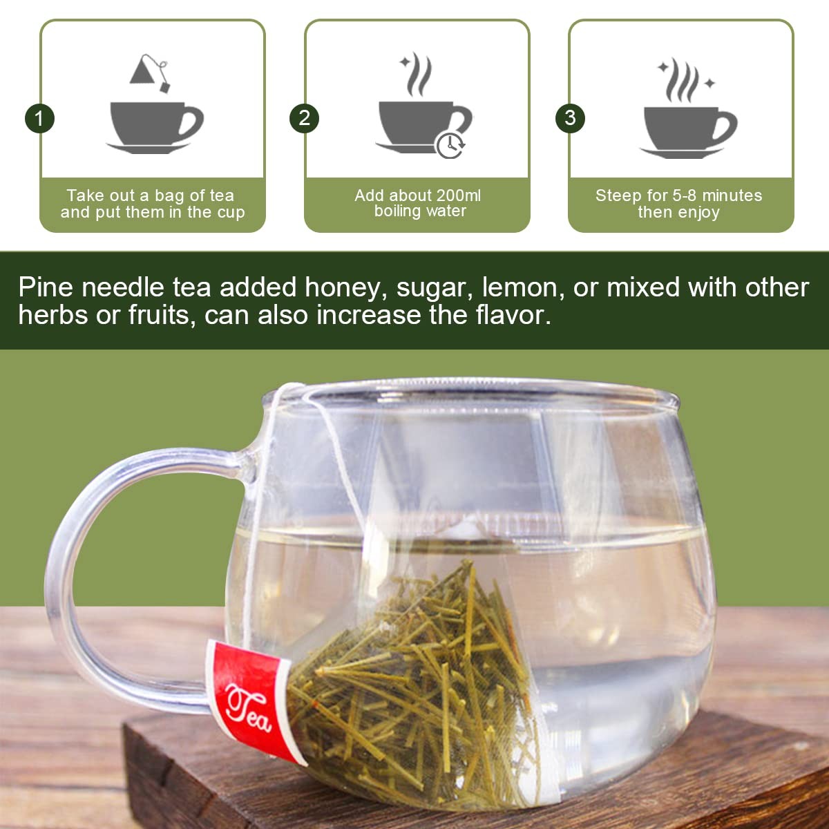 Organic Pine Needle Tea Bags – 100% Pure Natural Dried Pine Needles Herbal Te…