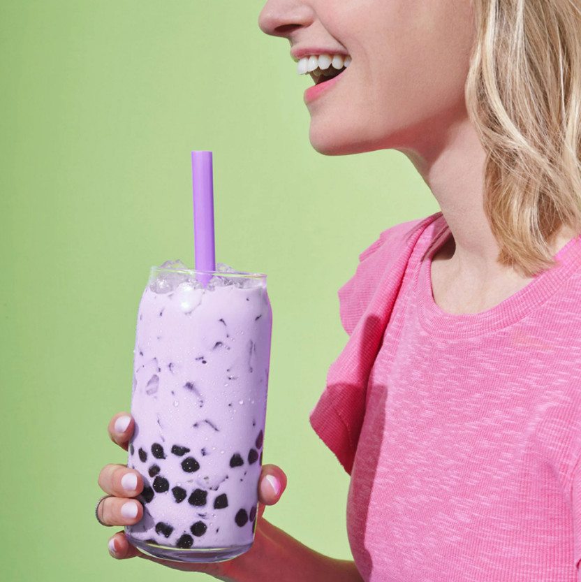 Yulu Foods Instant Boba Taro Milk Tea, Bubble Tea Kit, 3 Drinks