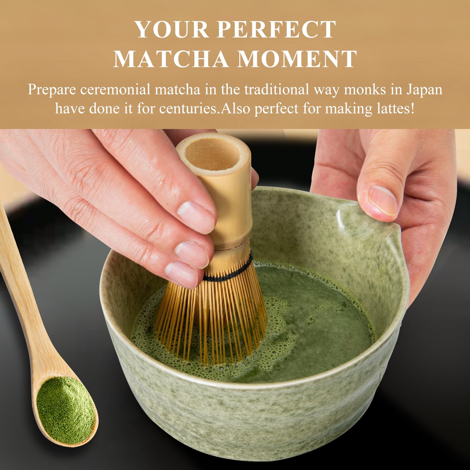 Matcha Kit – Complete Matcha Set with Bamboo Whisk, Bowl with Spout, Scoop