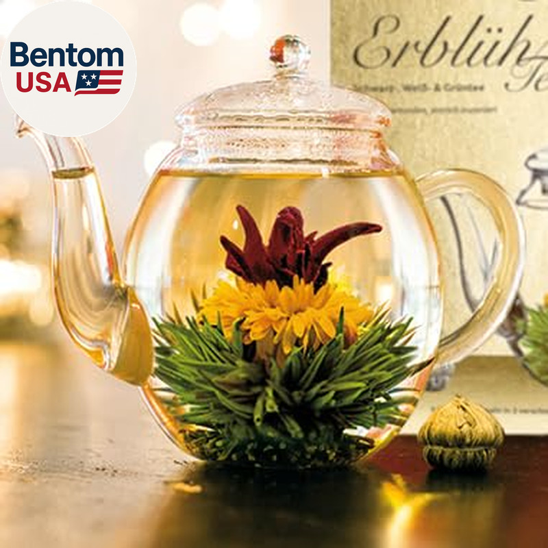 Abloom Tea – Blooming Gift Set in Wooden Box – 12Pcs Green, White & Black Tea