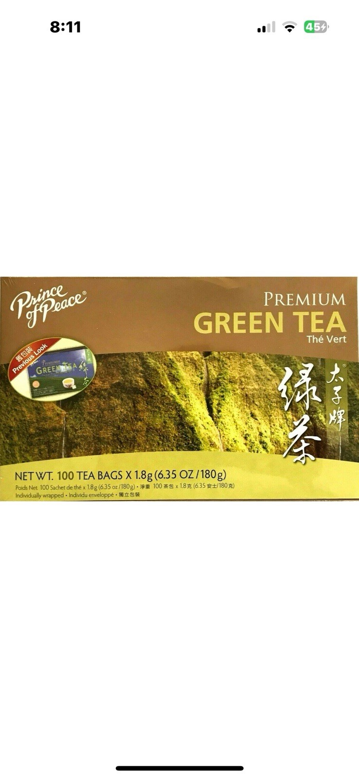 Prince of Peace Premium Green Tea 6.35Oz/180g – 100 Tea Bags