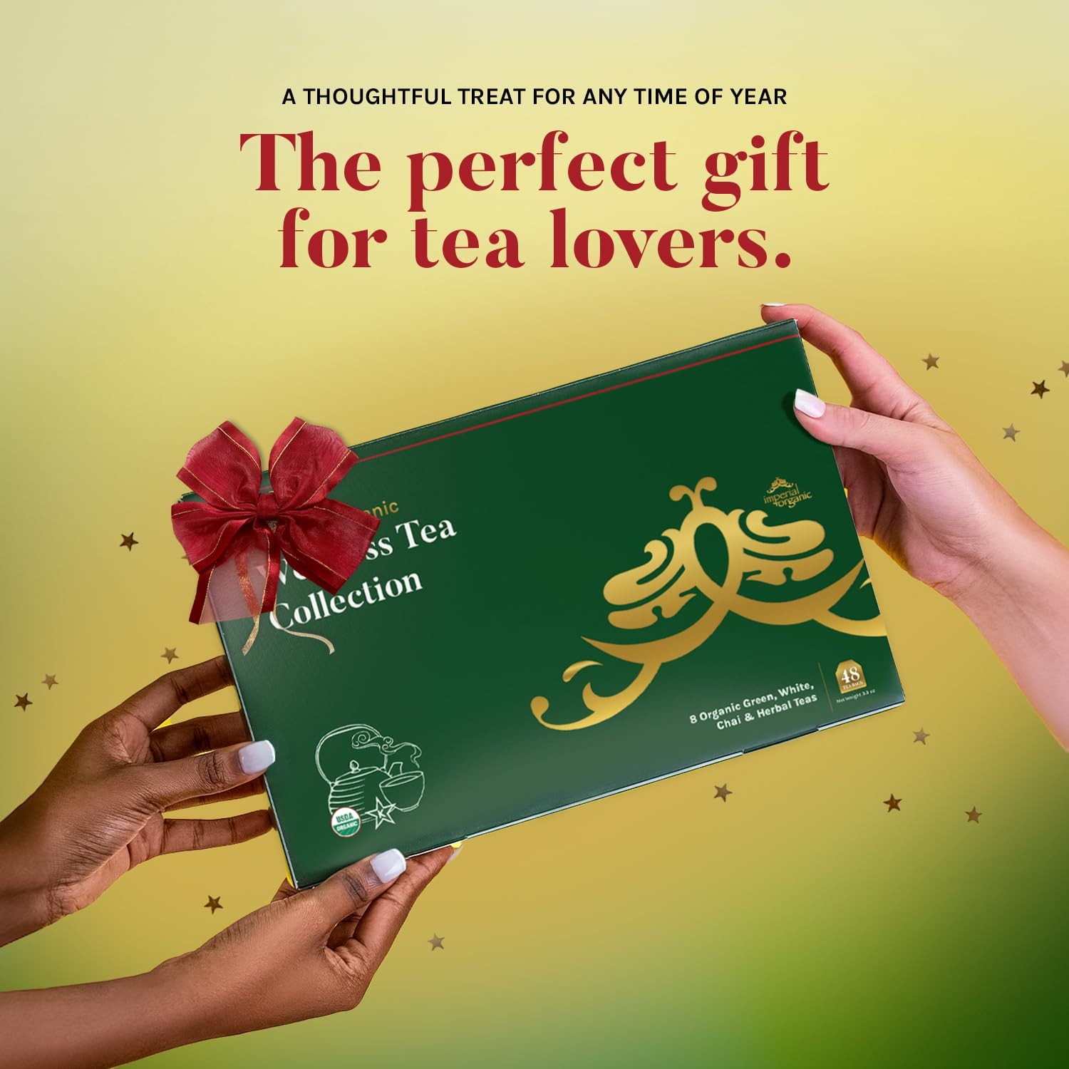 Tea Variety Gift Set Organic 8 Teas 6 Bags Each 3.3 Oz 48 Tea Bags