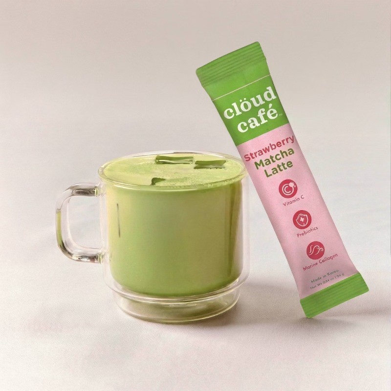Strawberry Matcha Latte with Marine Collagen Instant Green Tea – 8oz