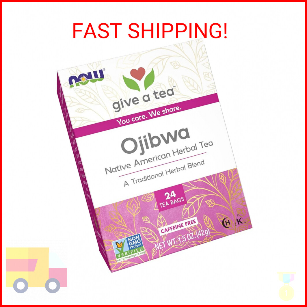 NOW Foods Give a Tea™ Ojibwa Tea, Herbal, Caffeine-Free, 24 bags, traditional No