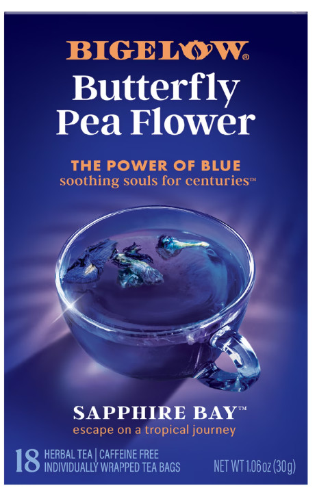 Bigelow Butterfly Pea Flower Sapphire Bay, Herbal Tea, Tea Bags, 18 Count