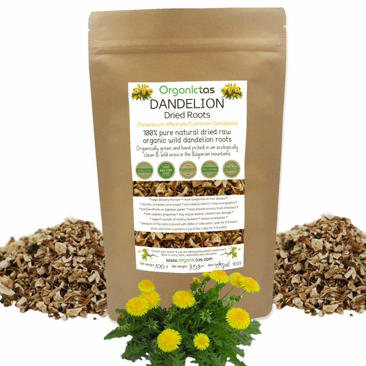 Organic DANDELION ROOT Tea Premium Quality Dried Cut Taraxacum Officinalis 100g