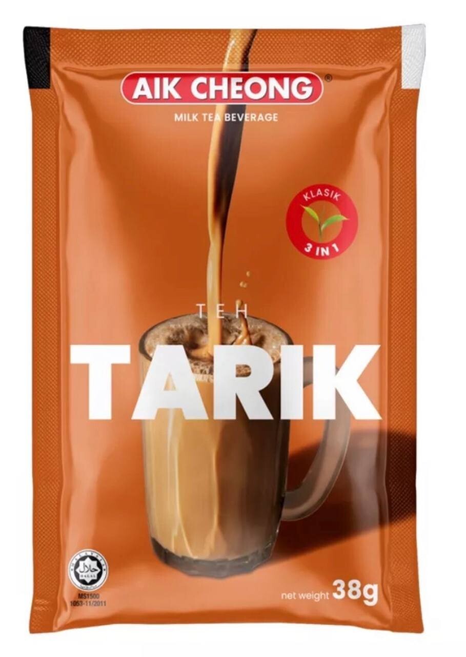 AIK CHEONG Teh Tarik Instant 3in1 Milk Tea Beverage [12 Sachet x 38g] x 4 Packs