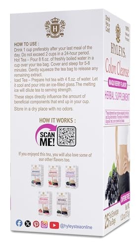 Hyleys Colon Cleanse Tea Maqui Berry Flavor 25 Count (Pack of 1),