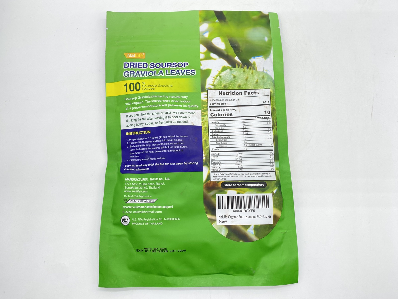 NalLife Organic Soursop Graviola Leaves For Tea / 2.53 oz (about 230+ leaves)