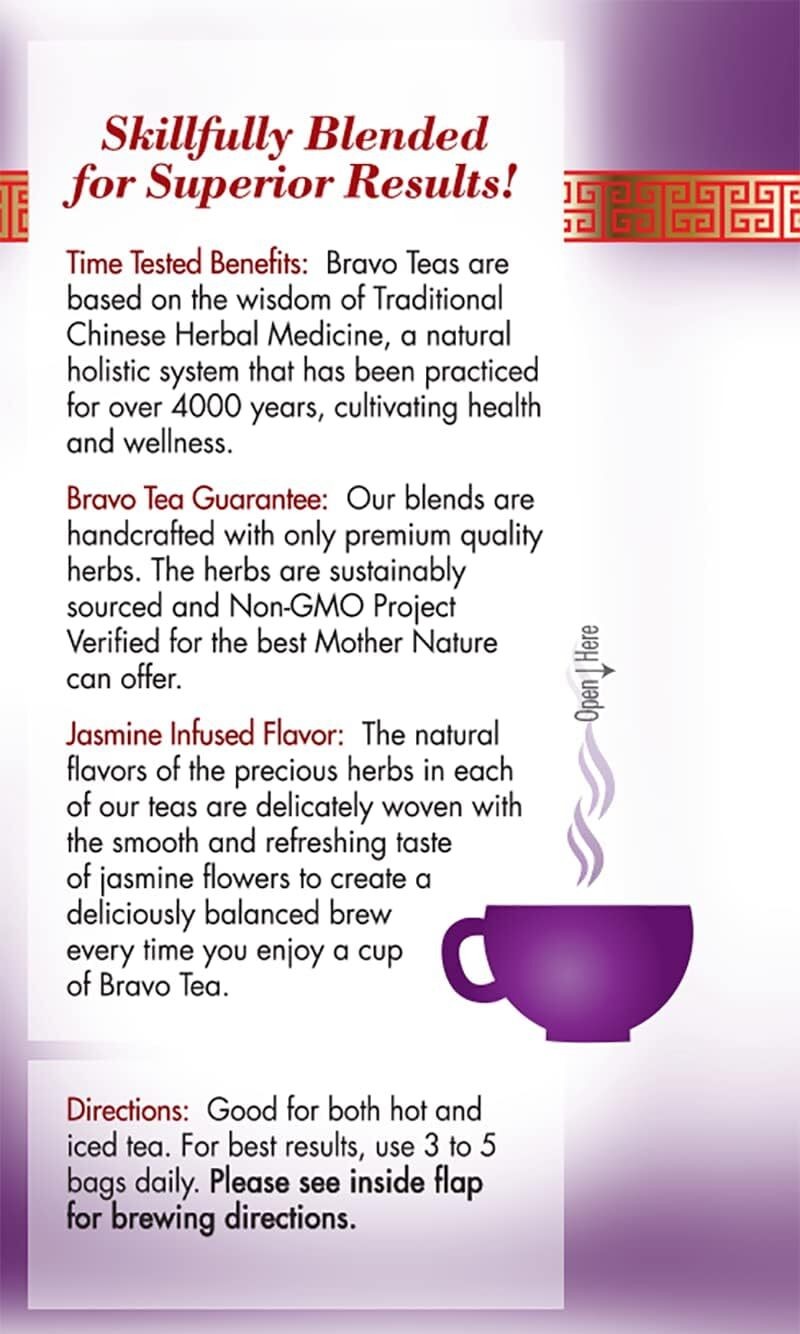 Bravo Tea Cholesterol Health Herbal Tea Caffeine Free 20 Tea Bags