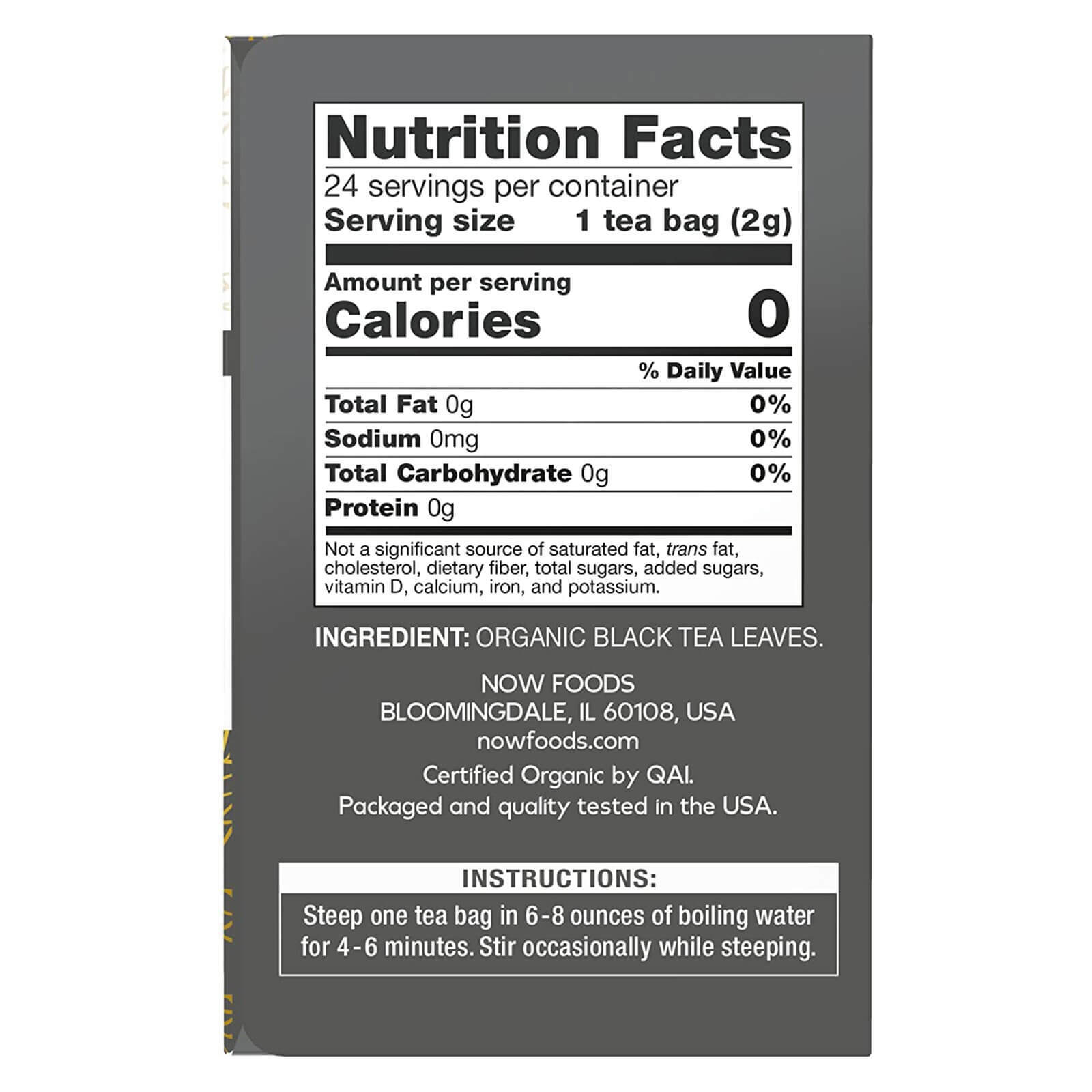 NOW FOODS Black Tea Organic 24 Tea Bags