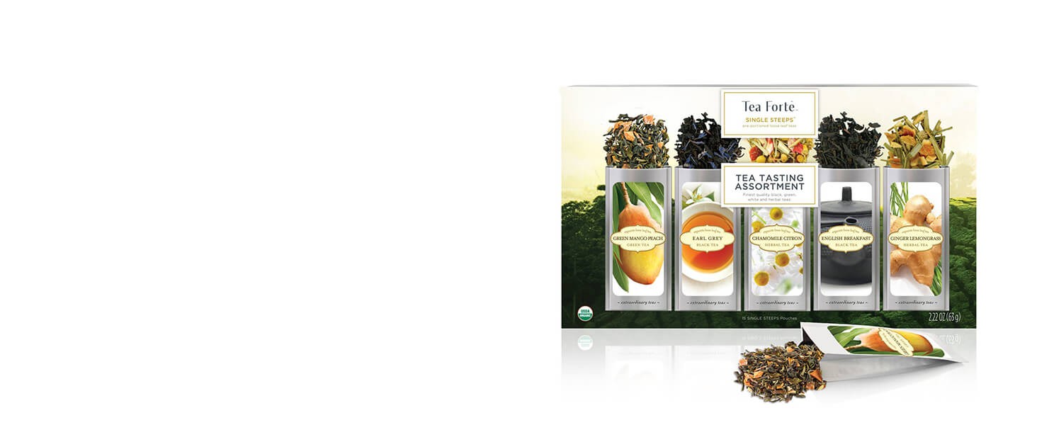 Single Steeps Loose Leaf Tea Sampler, Assorted Variety Tea Box, 15 Single Serve