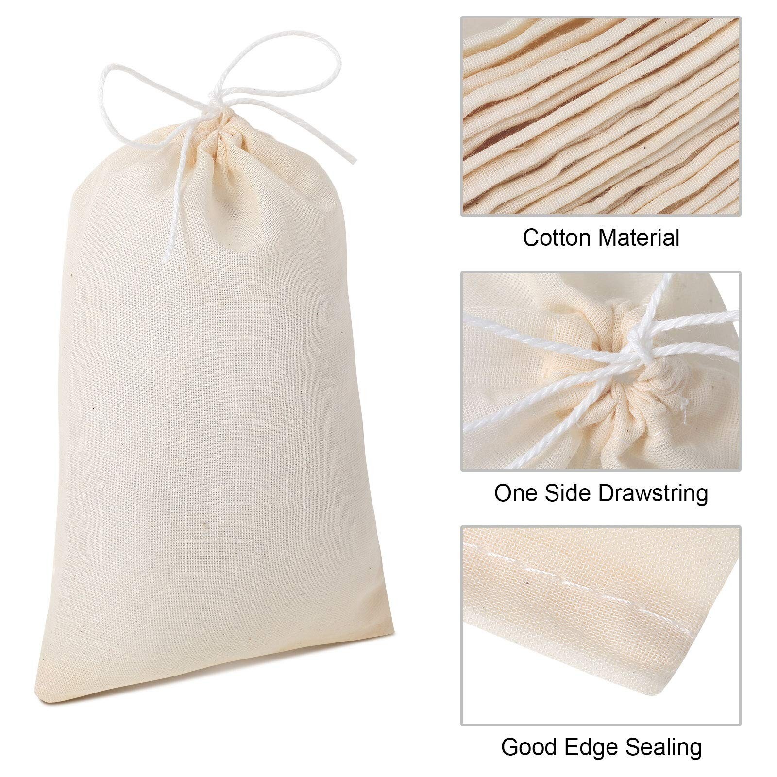 Boao 50 Pcs Cheese Cloth Tea Bags 4 x 6 Inch for Straining Reusable Tea Filte…