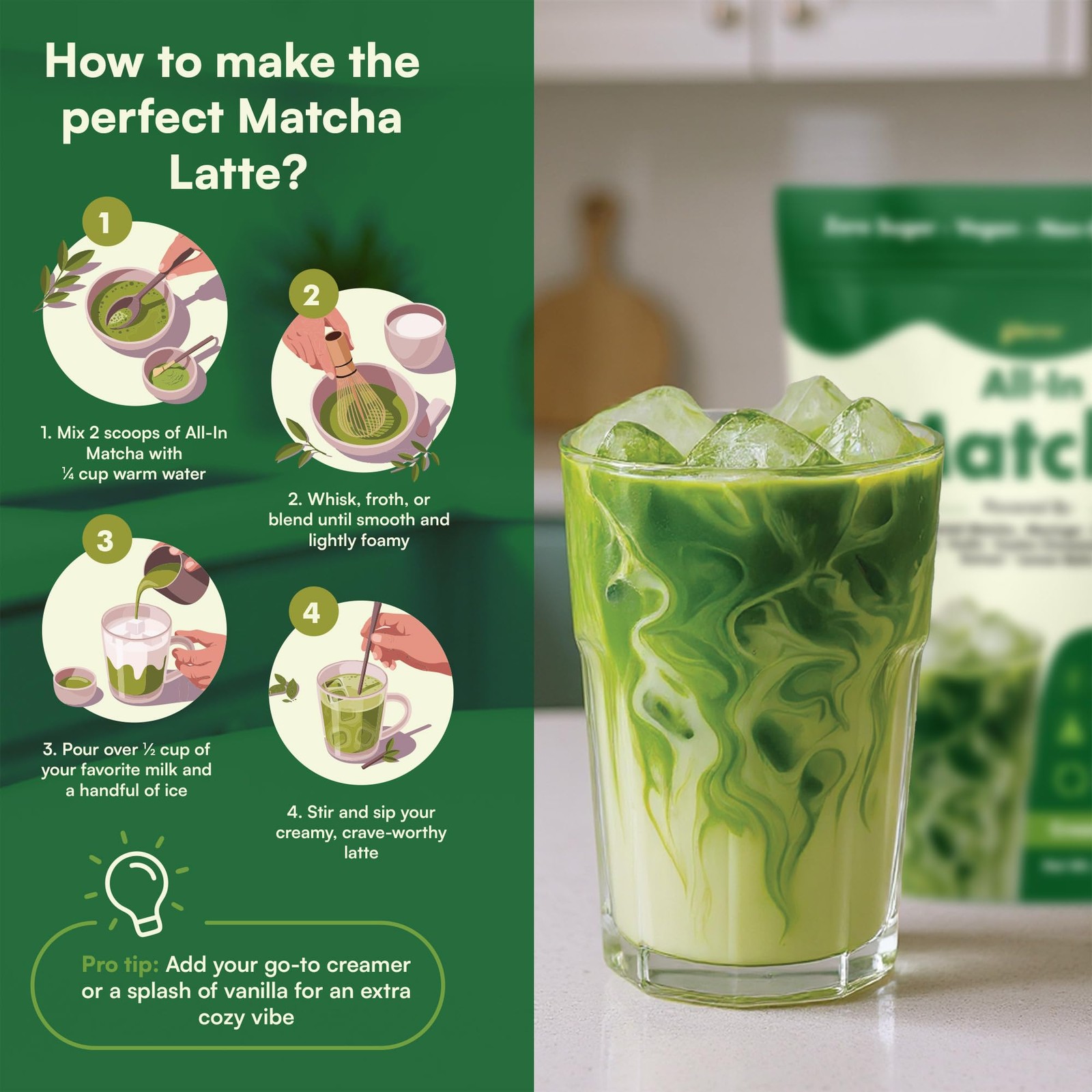Ceremonial Grade Matcha Powder Infused with Moringa, Green Tea Extract, L-The…