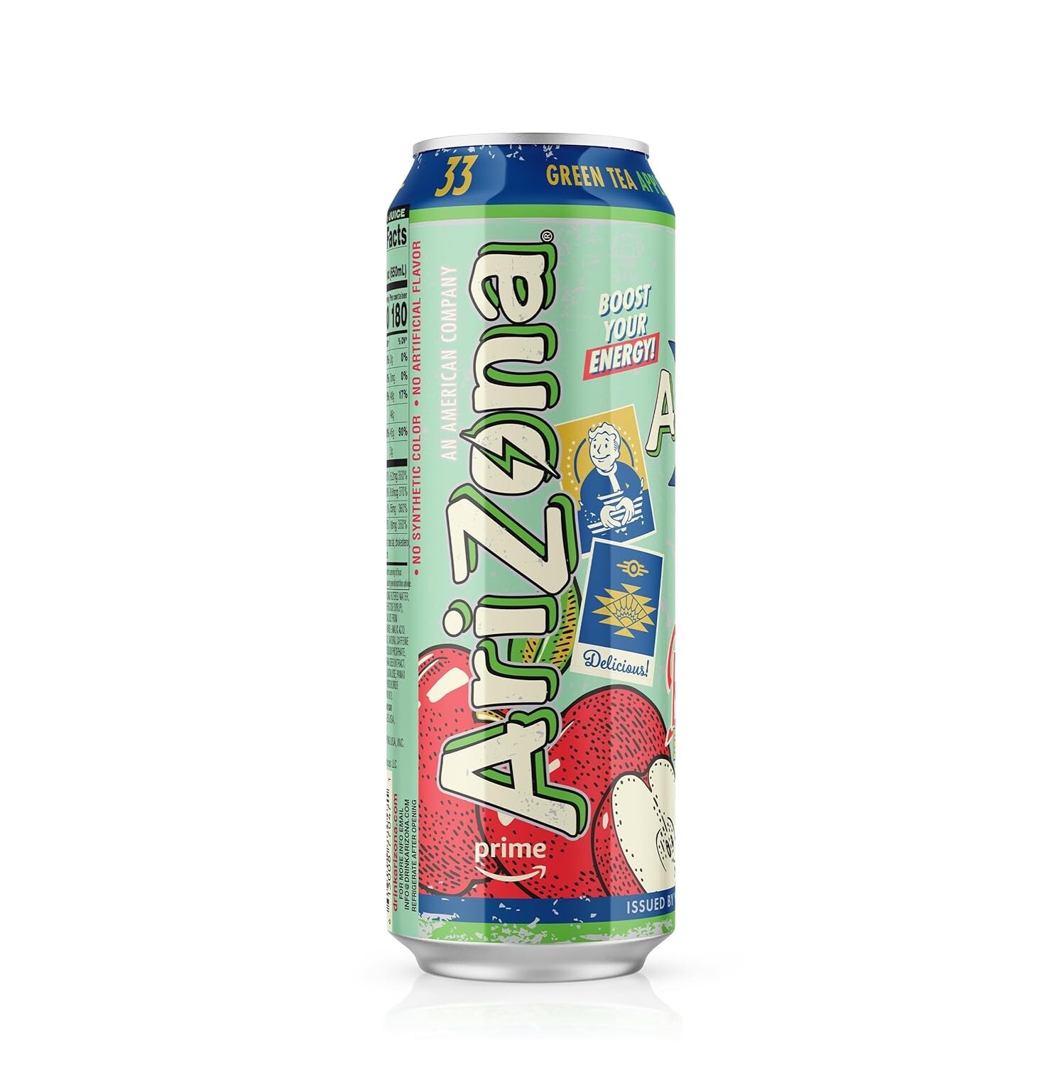 AriZona x Fallout Green Tea Energy Drink Red Apple Flavor 22 fl oz, Vault-Tec