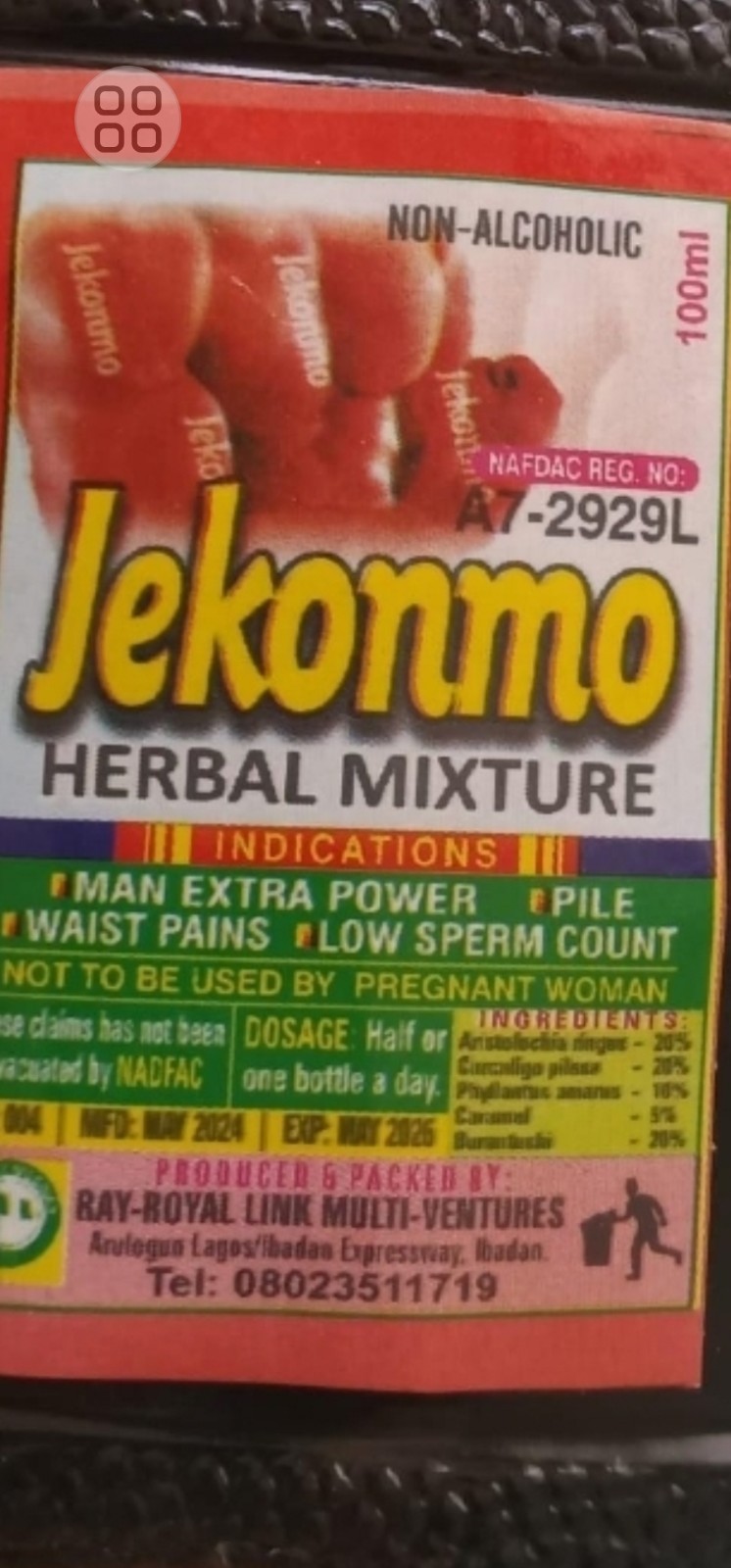 4 bottles of Jekanmo Herbal Mixture 100% Natural