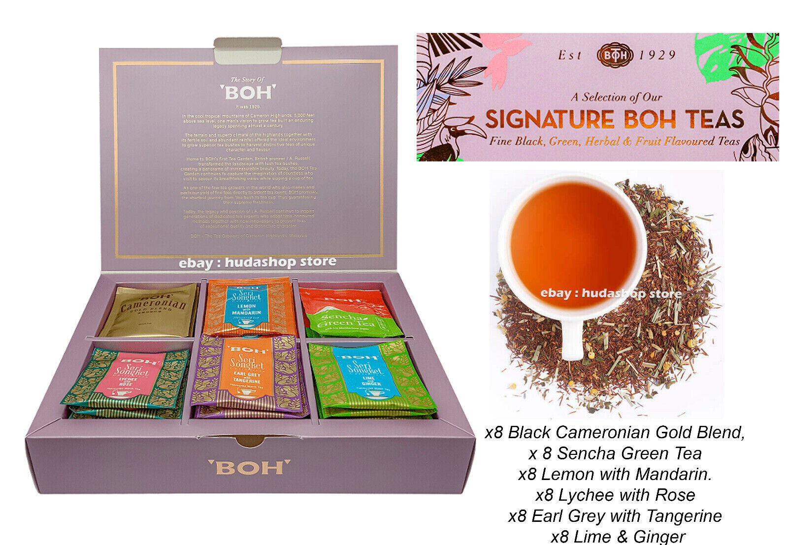 Tea BOH Signature Unique Flavours and Aromas 1 Box x 48 Sachets – DHL