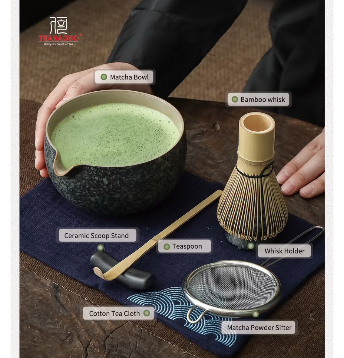 2 New Set-Traditional Teanagoo Matcha Tea Set Kit ( Black)