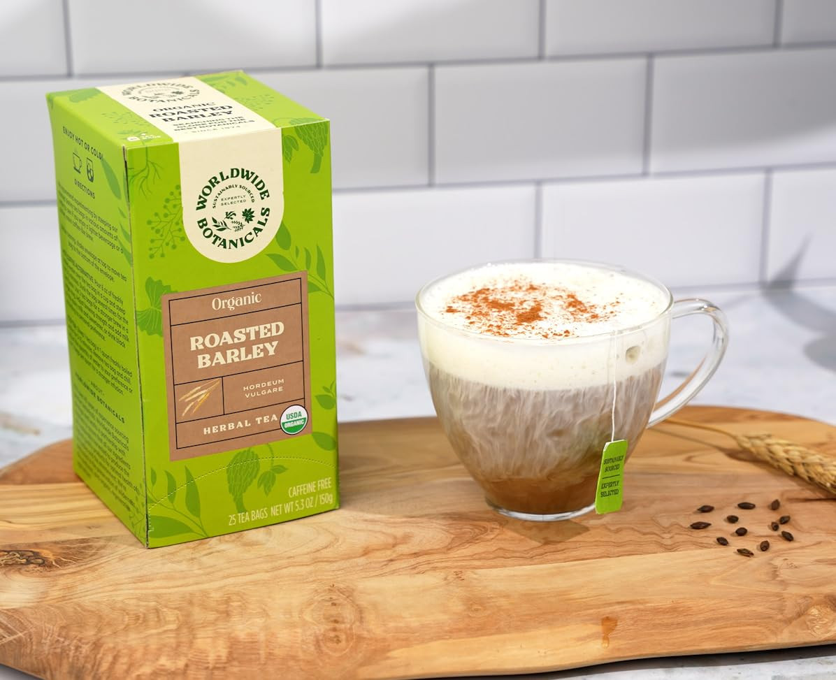 Organic Roasted Barley Tea, 25 Tea Bags – 3x more herbs with 6g per teabag – AKA
