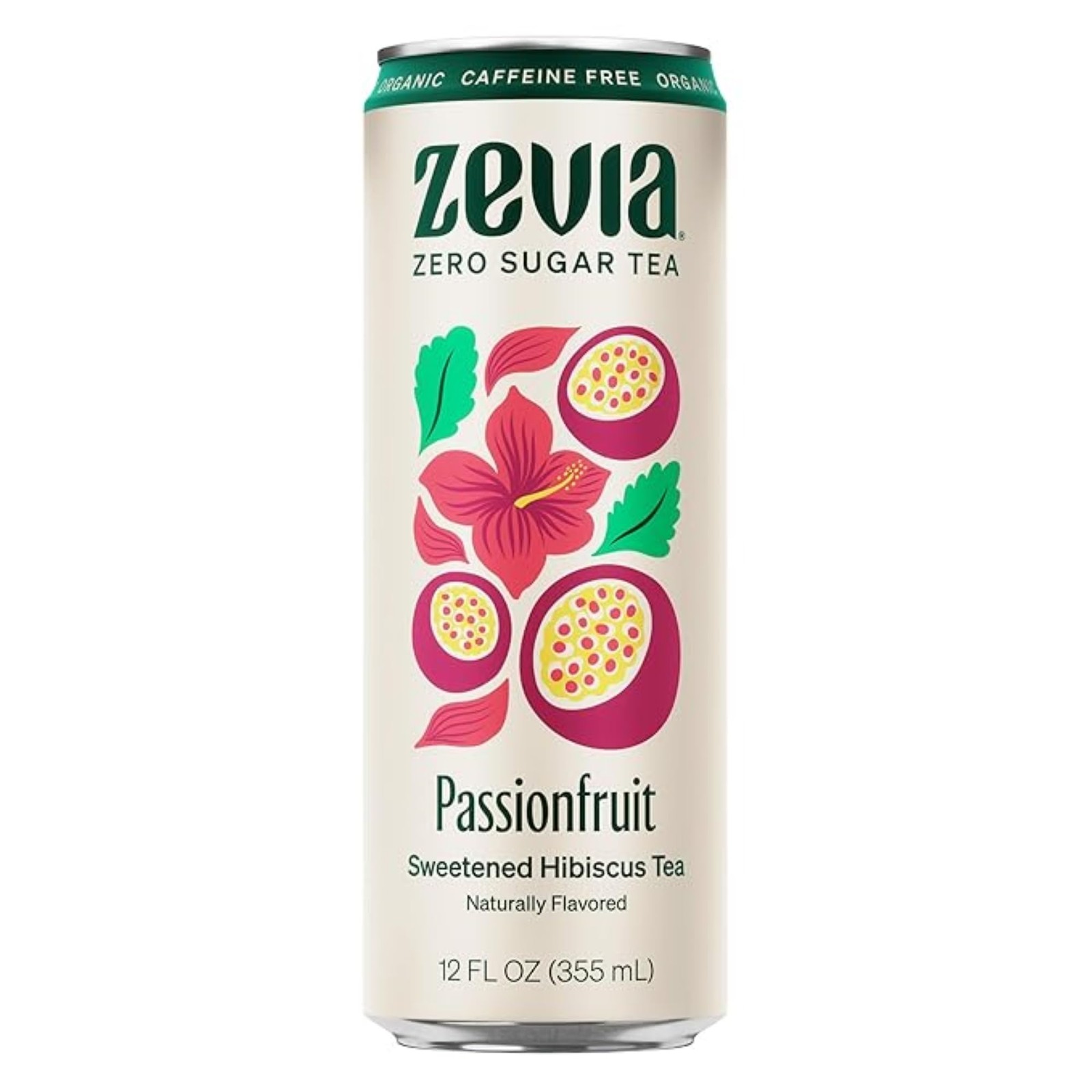 Zero Sugar Tea, Hibiscus Tea with Passionfruit Caffeine Free, 12 oz Cans (12-…
