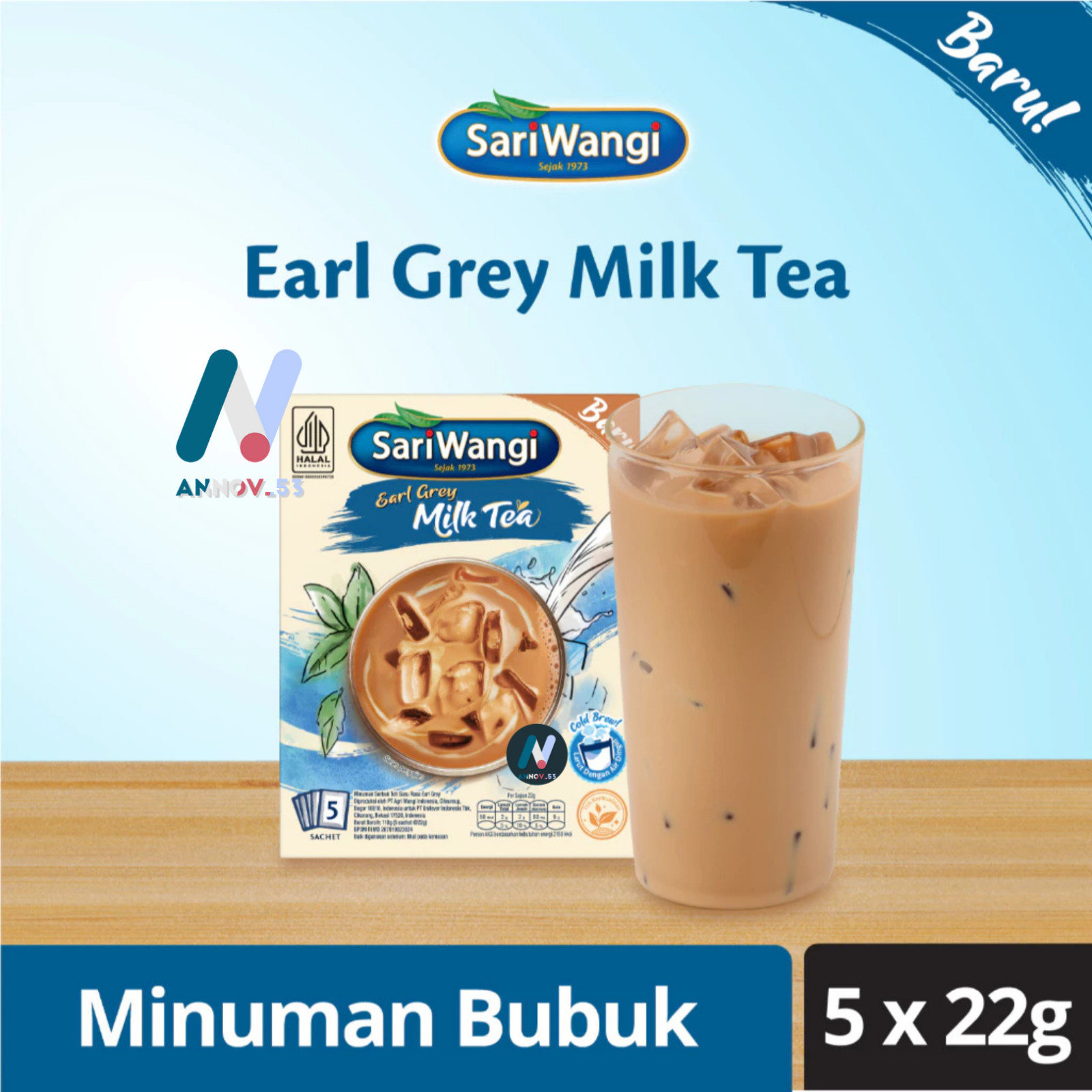 SARIWANGI Matcha Latte Earl Grey Milk Green Tea Drink Super Food Mood Booster