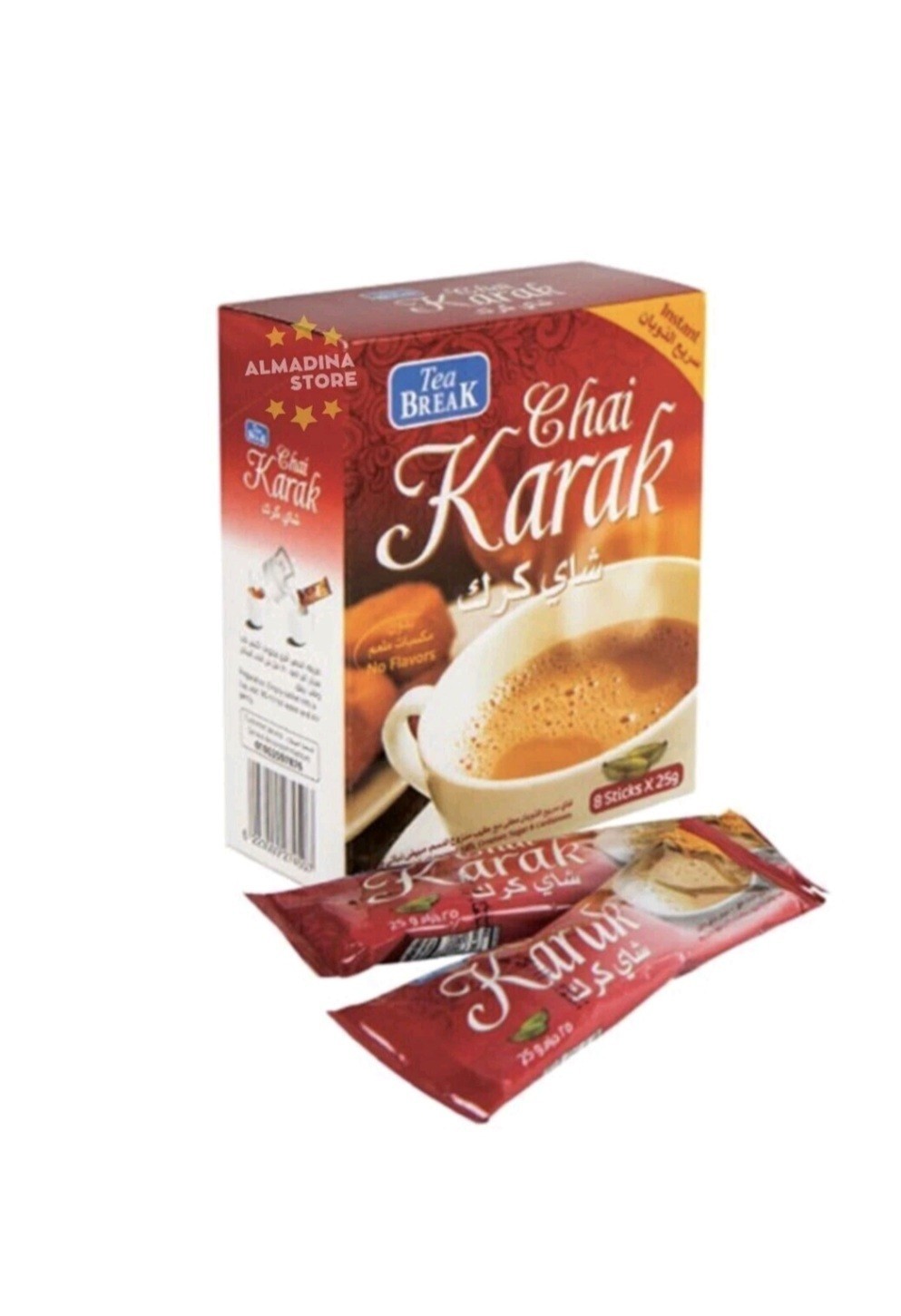 8X Sticks Chai Karak Instant Tea With Skimmed Milk, Creamer,Sugar & Cardamom كرك