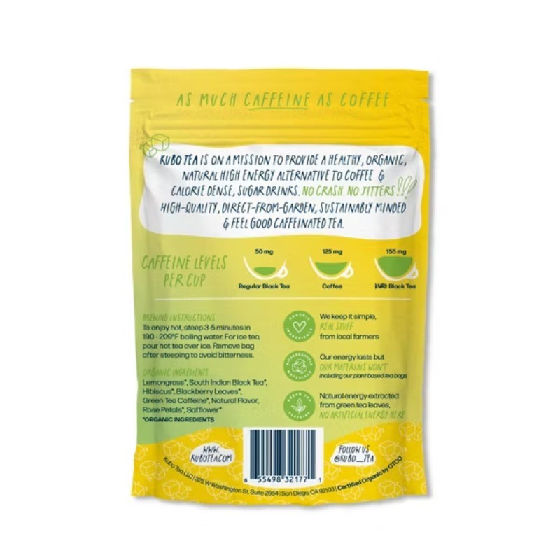 Organic High Caffeine Half N’ Half Lemonade Iced Black Tea Bags – 20ct